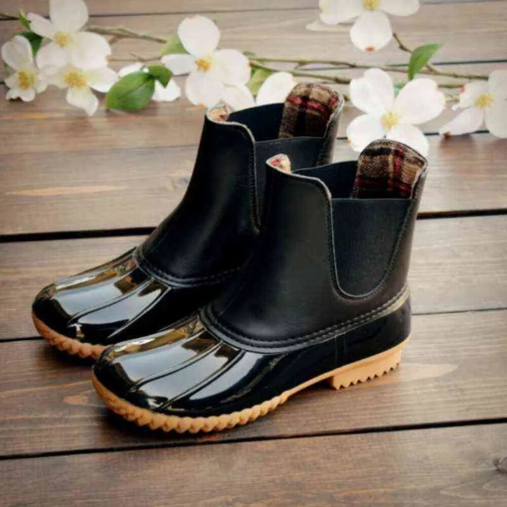 Duck Boots Slip On Glossy Black Matte Black - Picture 2 of 14
